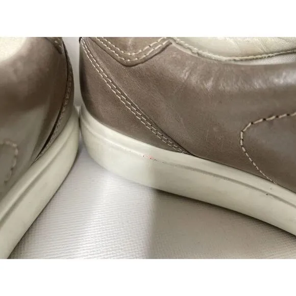 ECCO Size 43 9 9.5 Comfort Shoes Taupe Leather Lace Up Casual Sneakers