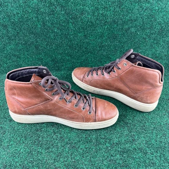 Ecco Soft 7 Mens Sneakers 12-12.5 Brown Leather High Top Laced Sneakers EU 46