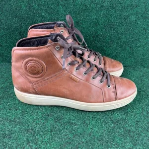 Ecco Soft 7 Mens Sneakers 12-12.5 Brown Leather High Top Laced Sneakers EU 46