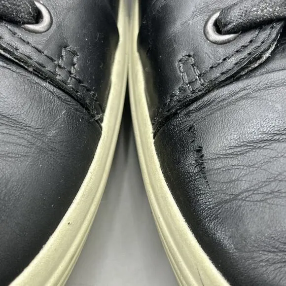 Ecco Soft 7 Woven Tie Sneakers Men's Size 15 Black Leather Comfort Slip On Shoes