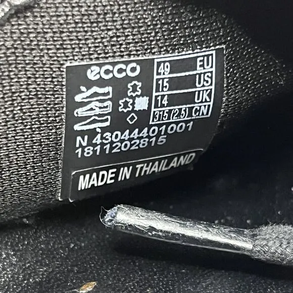 Ecco Soft 7 Woven Tie Sneakers Men's Size 15 Black Leather Comfort Slip On Shoes