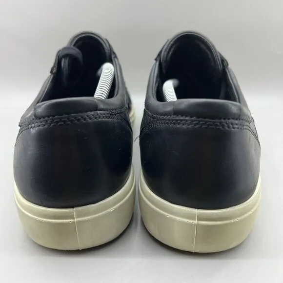 Ecco Soft 7 Woven Tie Sneakers Men's Size 15 Black Leather Comfort Slip On Shoes