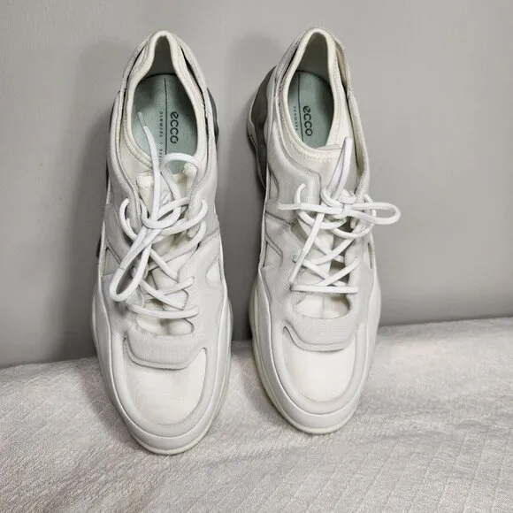 Ecco Womens Size 41 10-10.5 Silver White Elo Comfort Athletic Shoes Sneakers 358