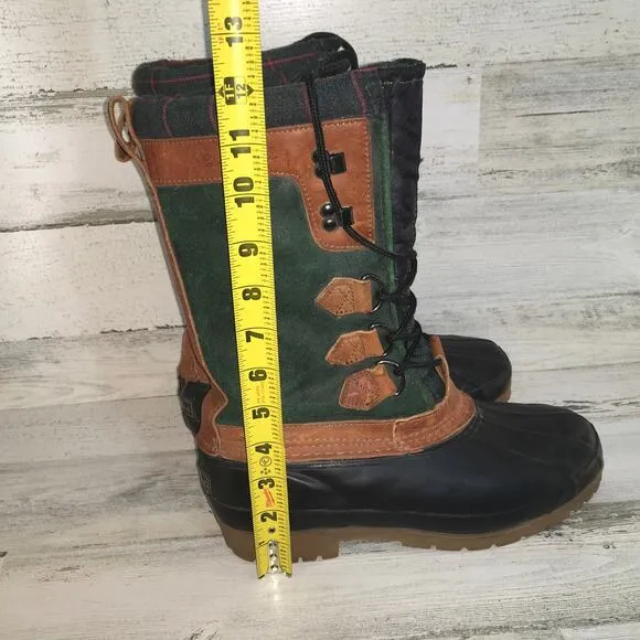 Eddie Bauer Duck Waterproof Snow Hiking Winter Boot Mens 8 Green Blue Leather
