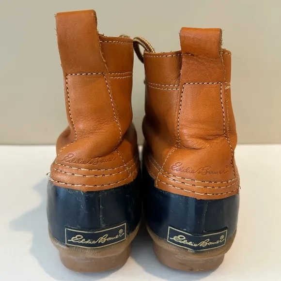 Eddie Bauer Size 5‎ Women’s Brown Leather Lace Up Duck Waterproof Rain Boots