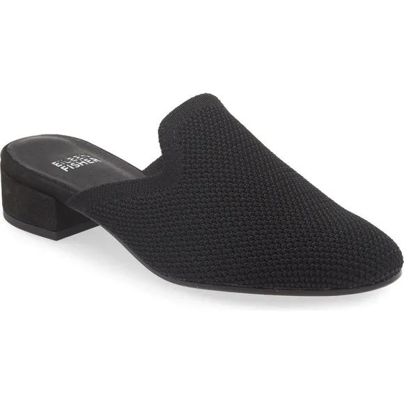 Eileen Fisher Betsy Knit Mule Shoes Black