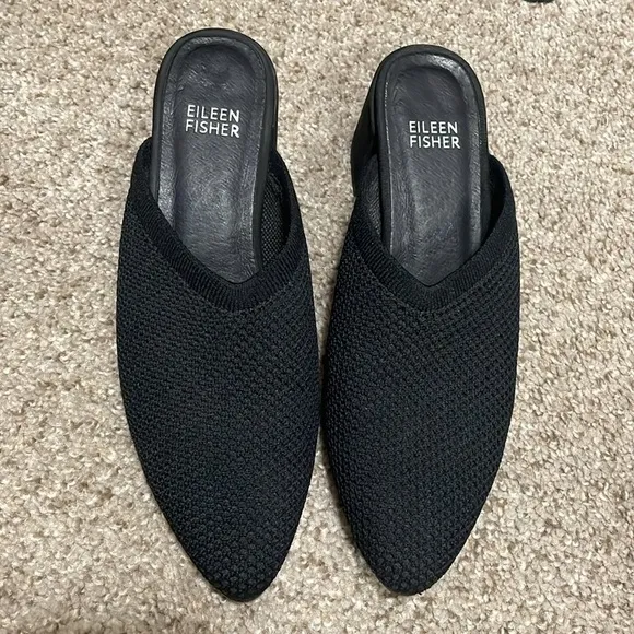 Eileen Fisher Betsy Knit Mule Shoes Black
