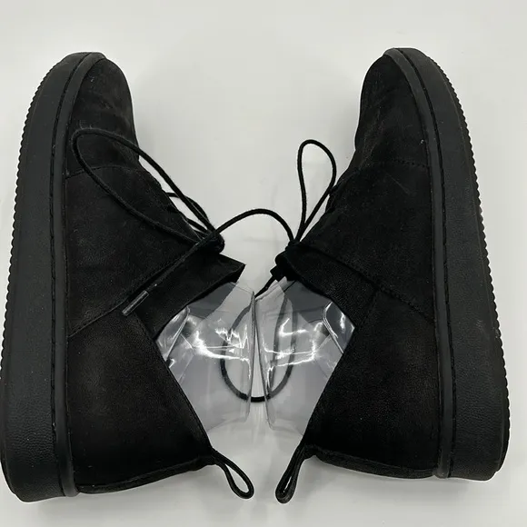 Eileen Fisher Kipling Black Sneakers Lace up Tumbled Nubuck leather Shoes Sz 8