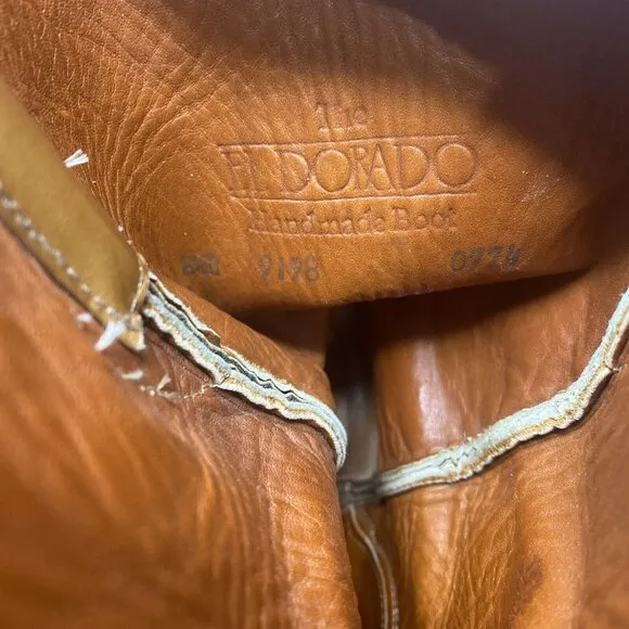 El Dorado Full Quill Ostrich Exotic Western Roper Boots wm 10 1/2 Mn 8 1/2 Brown