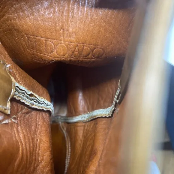 El Dorado Full Quill Ostrich Exotic Western Roper Boots wm 10 1/2 Mn 8 1/2 Brown