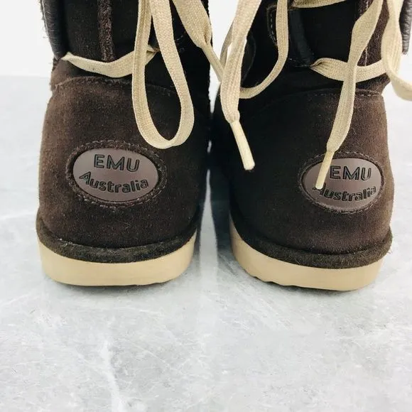 EMU Australia‎ Charlotte Size 10 Boots Brown Suede Leather Sheepskin Waterproof