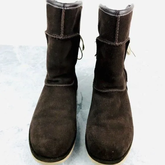 EMU Australia‎ Charlotte Size 10 Boots Brown Suede Leather Sheepskin Waterproof