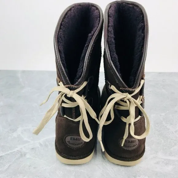 EMU Australia‎ Charlotte Size 10 Boots Brown Suede Leather Sheepskin Waterproof