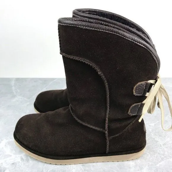 EMU Australia‎ Charlotte Size 10 Boots Brown Suede Leather Sheepskin Waterproof
