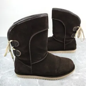 EMU Australia‎ Charlotte Size 10 Boots Brown Suede Leather Sheepskin Waterproof