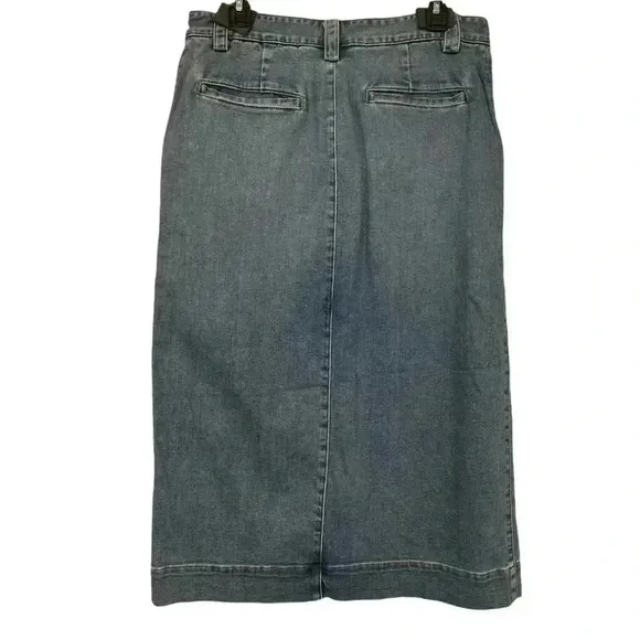 ENZA COSTA SKIRT WOMENS MEDIUM SOFT TOUCH FRONT SLIT DENIM JEAN COTTON BLEND