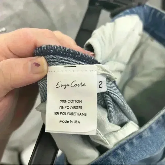 ENZA COSTA SKIRT WOMENS MEDIUM SOFT TOUCH FRONT SLIT DENIM JEAN COTTON BLEND