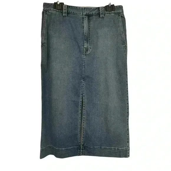 ENZA COSTA SKIRT WOMENS MEDIUM SOFT TOUCH FRONT SLIT DENIM JEAN COTTON BLEND