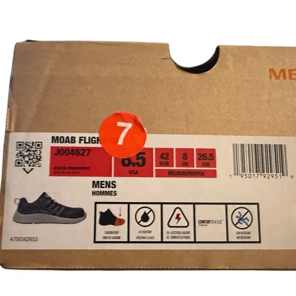 EUC Merrell Men's Moab Flight Carbon Fiber Work Shoe, 8.5 Medium- Safety $125