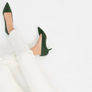 Everlane Heels The Editor Kitten Heel in Green Suede