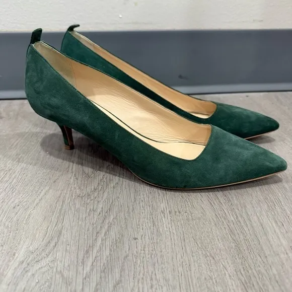 Everlane Heels The Editor Kitten Heel in Green Suede
