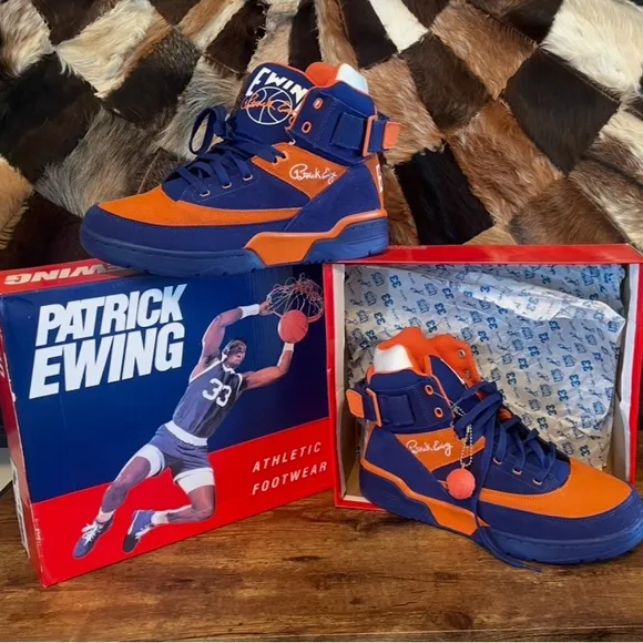 Ewing 33 Hi Blue and Orange Sneakers