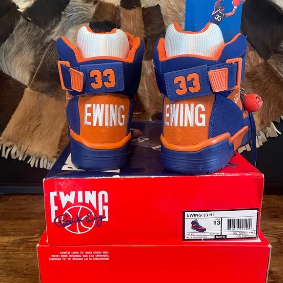 Ewing 33 Hi Blue and Orange Sneakers