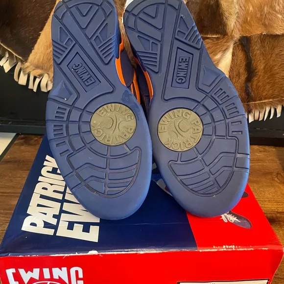 Ewing 33 Hi Blue and Orange Sneakers