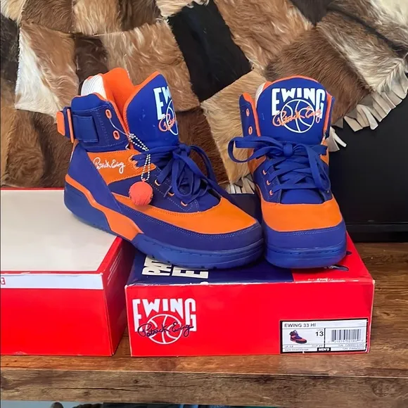 Ewing 33 Hi Blue and Orange Sneakers
