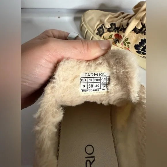 FARM Rio Cream Floral Faux Fur Lined Chunky Sole Sneakers
