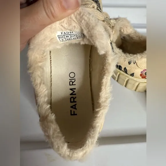 FARM Rio Cream Floral Faux Fur Lined Chunky Sole Sneakers