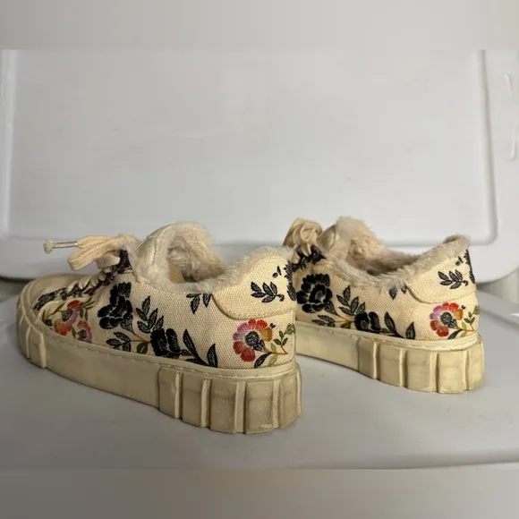FARM Rio Cream Floral Faux Fur Lined Chunky Sole Sneakers