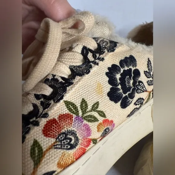 FARM Rio Cream Floral Faux Fur Lined Chunky Sole Sneakers