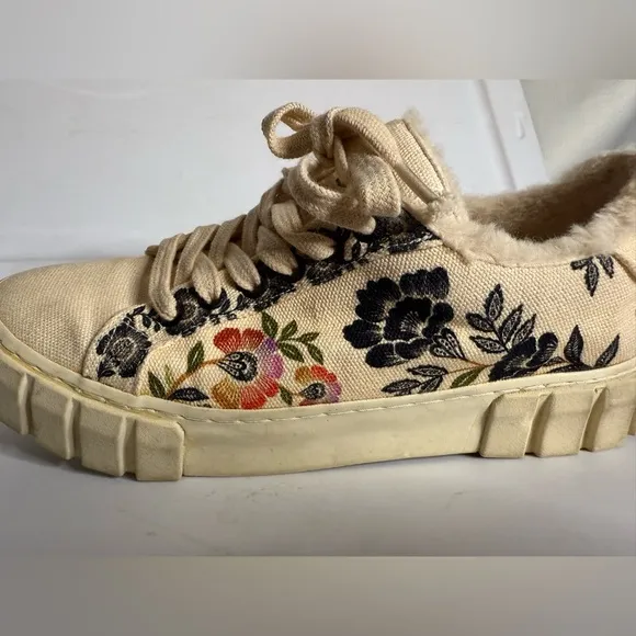 FARM Rio Cream Floral Faux Fur Lined Chunky Sole Sneakers