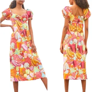 Farm Rio Fruit Salad Puff Sleeve Maxi Dress (L)