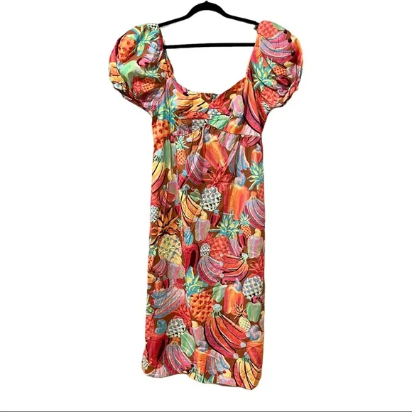 Farm Rio Fruit Salad Puff Sleeve Maxi Dress (L)