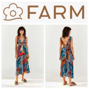 FARM RIO Tiles Flowy Print V-neck Dress
