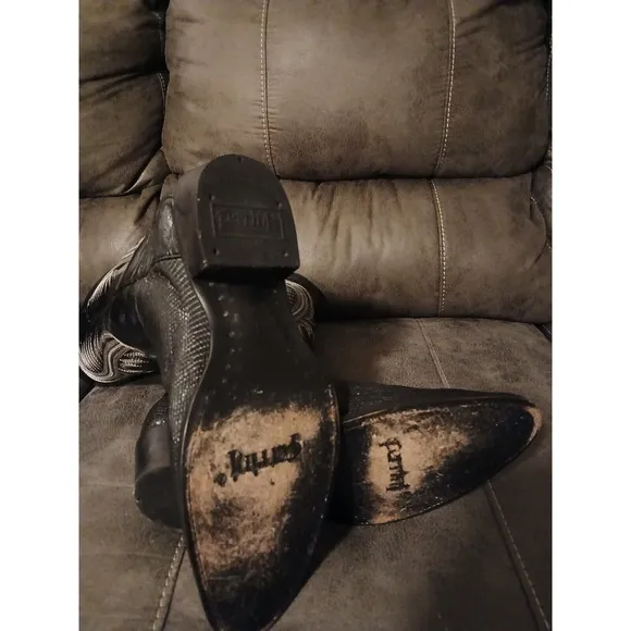 FERRINI BLACK TEJU LIZARD &amp; LEATHER UPPER RND TOE COWBOY BOOTS 1361104 Mens 12 D