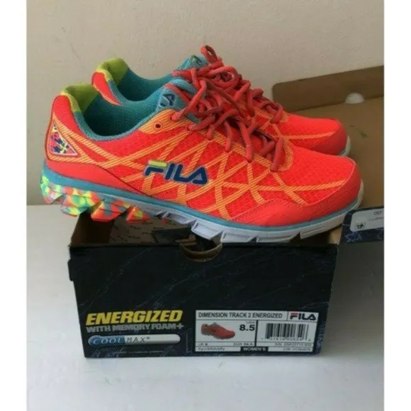 FILA Dimension Track 2 Energized Running Shoes Sneakers Coral Multi Sz.8.5