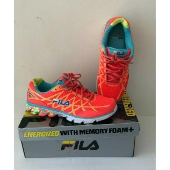 FILA Dimension Track 2 Energized Running Shoes Sneakers Coral Multi Sz.8.5