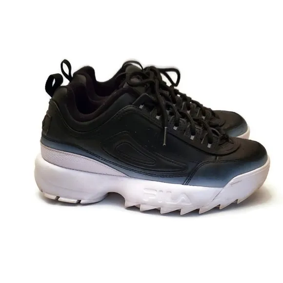 Fila Disrupter 2 Brights Chunky Sneaker Fade Black White Size 6.5