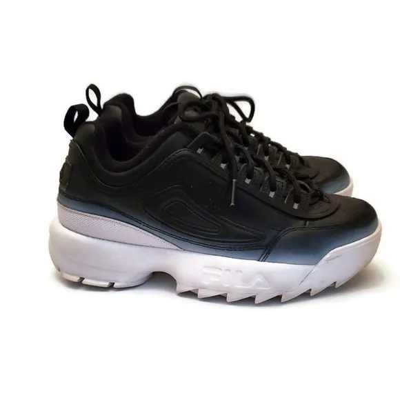 Fila Disrupter 2 Brights Chunky Sneaker Fade Black White Size 6.5