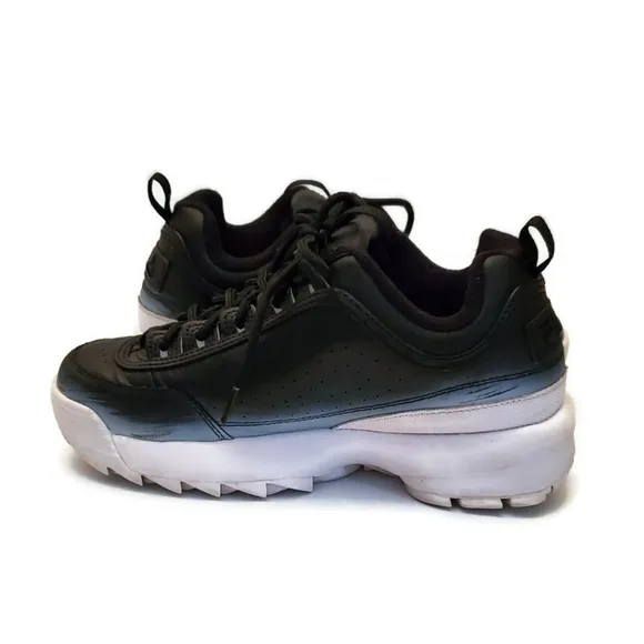 Fila Disrupter 2 Brights Chunky Sneaker Fade Black White Size 6.5