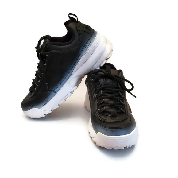 Fila Disrupter 2 Brights Chunky Sneaker Fade Black White Size 6.5