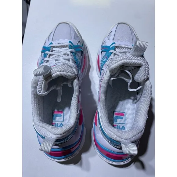 Fila Electrove 2 Chunky Sneakers Womens 9.5 White Pink Blue 90s Leather Textile