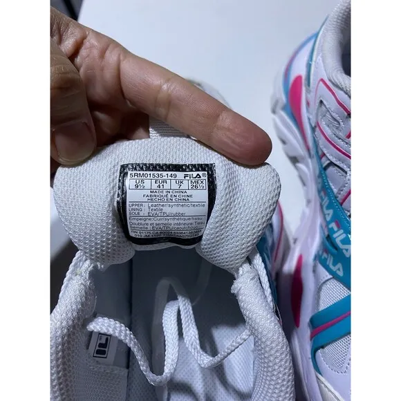 Fila Electrove 2 Chunky Sneakers Womens 9.5 White Pink Blue 90s Leather Textile