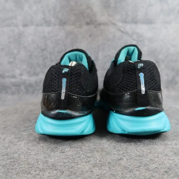 Fila Shoes Womens 10 Athletic Trainers Running Foam Cool Max Black Blue Comfort