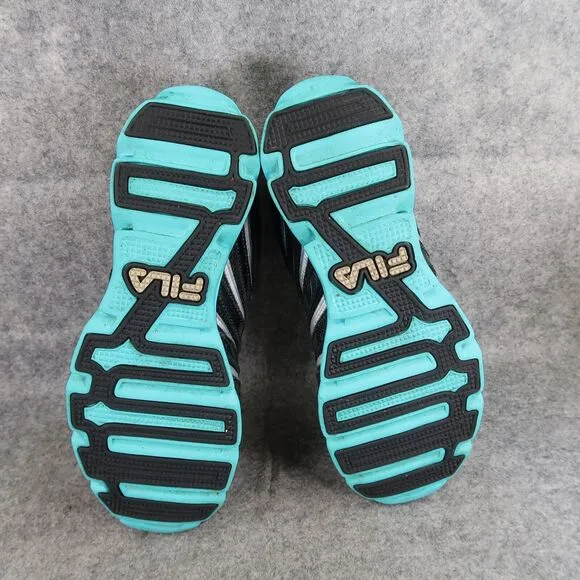 Fila Shoes Womens 10 Athletic Trainers Running Foam Cool Max Black Blue Comfort