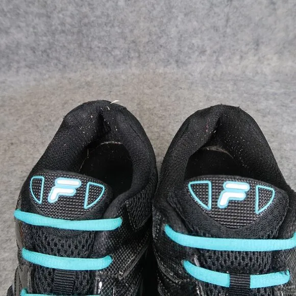 Fila Shoes Womens 10 Athletic Trainers Running Foam Cool Max Black Blue Comfort