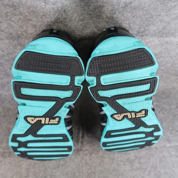 Fila Shoes Womens 10 Athletic Trainers Running Foam Cool Max Black Blue Comfort